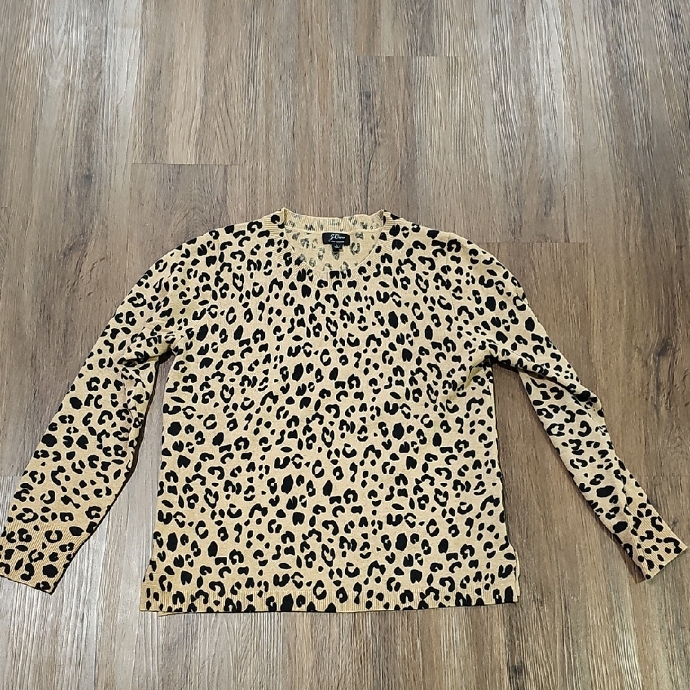 J. Crew 100% Cashmere Leopard Print Sweater